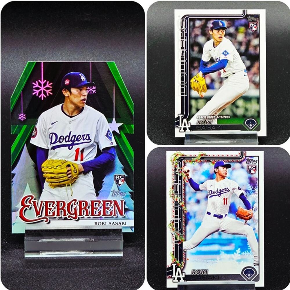Roki Sasaki Topps Holiday Evergreen Die Cut RC Los Angeles Dodgers Star